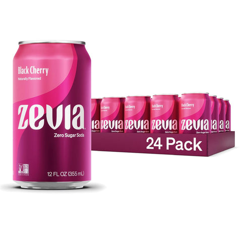 Zevia Zero Sugar Soda, Fruity Variety Pack, 12 oz Cans (24-Pack) – Naturally Sweetened, Zero Calorie Sugar Free Soda - Non-GMO Project Verified, Gluten-Free, Vegan