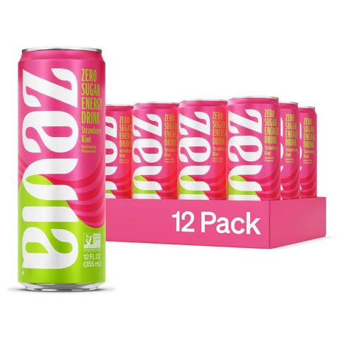 Zevia Zero Sugar Energy Drink, Mango Ginger, 12 oz Cans (12-Pack) – Naturally Sweetened, Zero Calorie Sugar Free Energy - Non-GMO Project Verified, Gluten-Free, Vegan