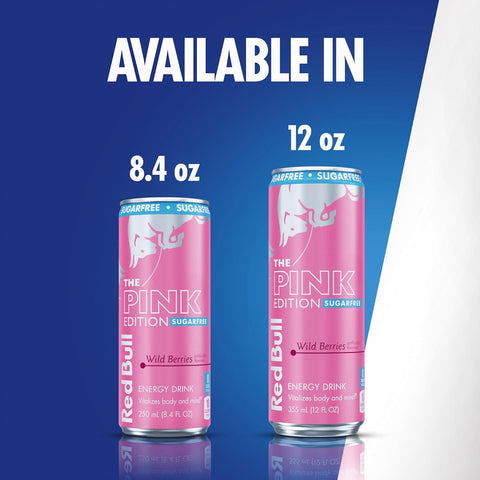 Red Bull Pink Edition Sugar Free Energy Drink, Wild Berries, 12 fl. oz., 6 x 4 Cans, Pack of 24 Cans, with 80mg Caffeine, Taurine & B Vitamins