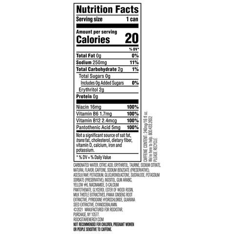 Rockstar Energy Drink Pure Zero, Mandarin Orange, 16oz Can