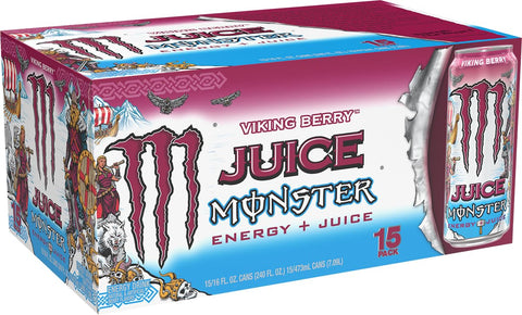 Monster Energy Juice Viking Berry, Energy + Juice, Energy Drink,  (Pack of 15)