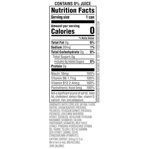 Rockstar Focus, White Peach, 12 Fl Oz Cans (Pack of 12)