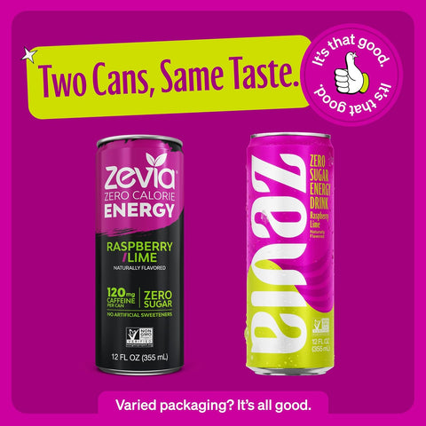 Zevia Zero Calorie Energy Drink 4-Flavor Medley Variety Pack 12 Ounce Cans (Pack of 12)
