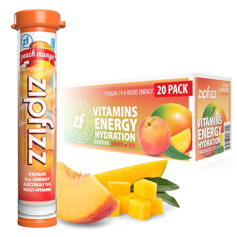 Zipfizz Daily Energy Drink Powder, Fruit Punch, 20 Pack 3-in-1 Sustained Energy, Rapid Hydration, and Essential Vitamins Sugar-Free Electrolyte Powder Contains Vitamin B-12 & Antioxidants