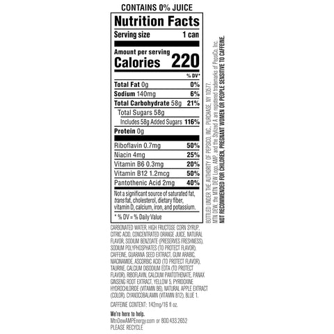 Mtn Dew AMP Energy, Original, Energy Drink with Caffeine, B Vitamins, 16 fl oz cans (12 Pack)