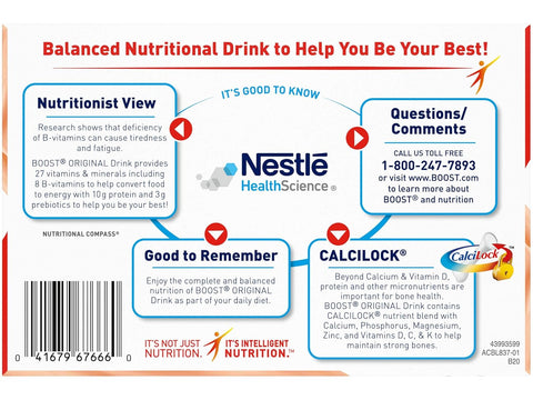 BOOST Original Balanced Nutritional Drink, Creamy Strawberry, 8 FL OZ (Pack of 6)