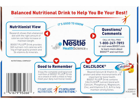 Boost Plus Nutritional Energy Drink, Chocolate, 8 oz, 6 pk