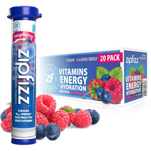 Zipfizz Daily Energy Drink Powder, Fruit Punch, 20 Pack 3-in-1 Sustained Energy, Rapid Hydration, and Essential Vitamins Sugar-Free Electrolyte Powder Contains Vitamin B-12 & Antioxidants