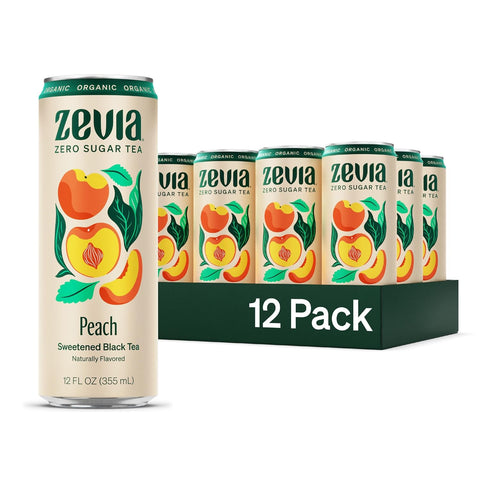Zevia Zero Sugar Tea, Black Tea with Raspberry, 12 oz Cans (12-Pack) – Naturally Sweetened, Zero Calorie Sugar Free - Non-GMO Project Verified, Gluten-Free, Vegan