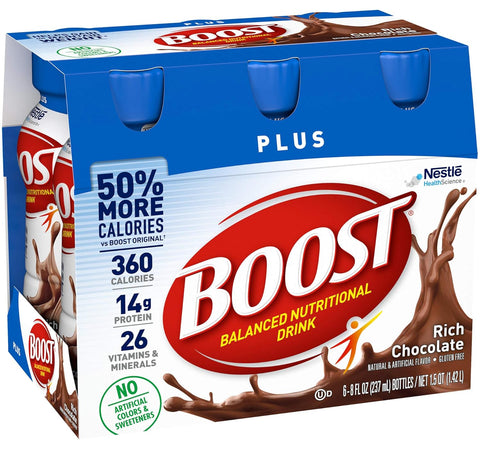 Boost Plus Nutritional Energy Drink, Chocolate, 8 oz, 6 pk