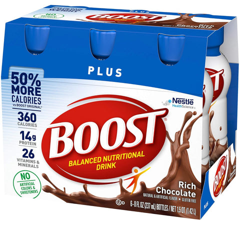 Boost Plus Nutritional Energy Drink, Chocolate, 8 oz, 6 pk