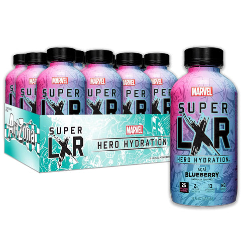 AriZona x Marvel Super LXR Hero Hydration - Acai Blueberry  (Pack of 12)