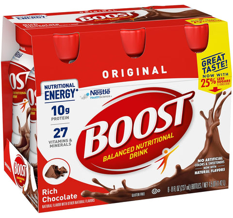 Boost Original Nutritional Energy Balanced Nutritional Drink (6 Count (Pack of 2), Chocolate & Strawberry)
