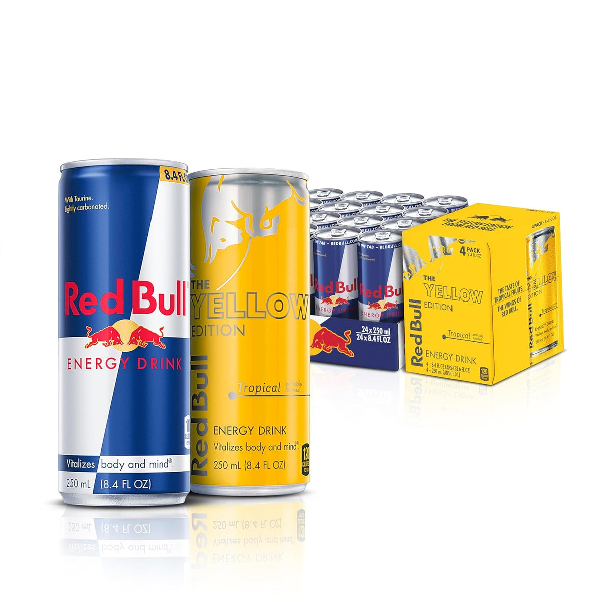 Red Bull Energy Drink Variety Pack, 8.4 Fl Oz, 28 Cans (24 cans Red Bull Energy Drink + 4 cans Red Bull Tropical, Yellow Edition Energy Drink
