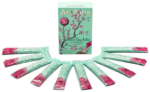 AriZona Green Tea with Ginseng Sugar Free Iced Tea Stix, Low Calorie Single Serving Drink Powder Packets, 10 Count (Pack of 12)