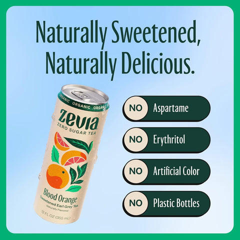 ZEVIA Organic Sweetened Blood Orange Black Tea, 12 FZ