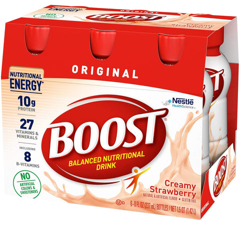 BOOST Original Balanced Nutritional Drink, Creamy Strawberry, 8 FL OZ (Pack of 6)
