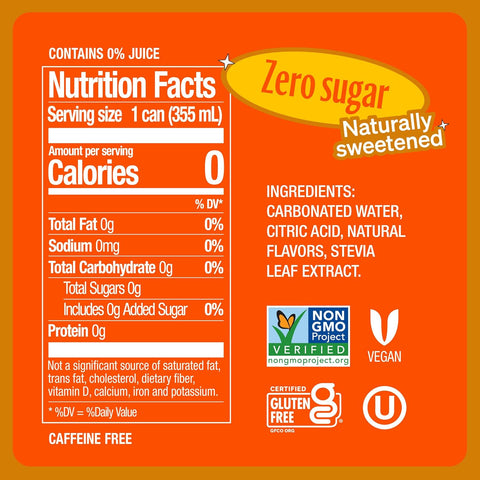Zevia Zero Calorie Soda, Orange, 12 Ounce Cans (Pack of 6)