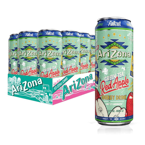 AriZona x Fallout Red Apple Green Tea Energy Drink - 234mg Natural Caffeine per Can