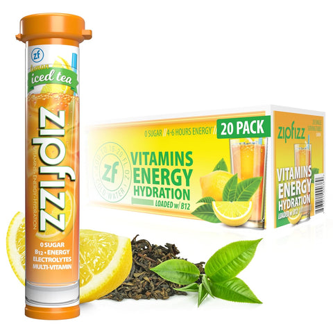 Zipfizz Daily Energy Drink Powder, Fruit Punch, 20 Pack 3-in-1 Sustained Energy, Rapid Hydration, and Essential Vitamins Sugar-Free Electrolyte Powder Contains Vitamin B-12 & Antioxidants
