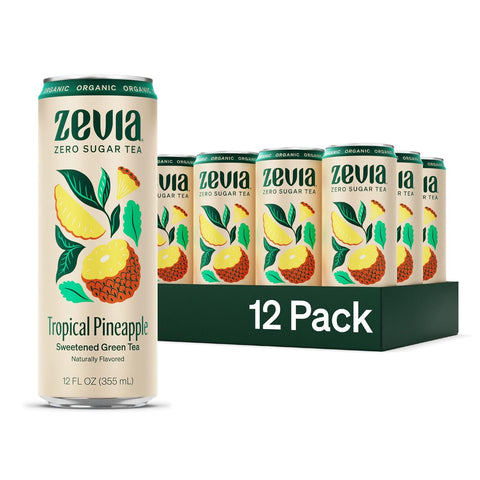 Zevia Zero Sugar Tea, Black Tea with Raspberry, 12 oz Cans (12-Pack) – Naturally Sweetened, Zero Calorie Sugar Free - Non-GMO Project Verified, Gluten-Free, Vegan