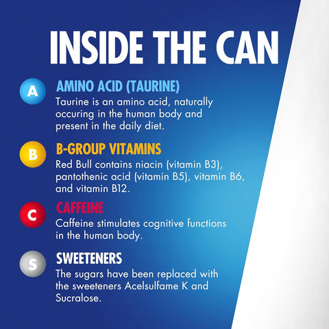 Red Bull Energy Drink Sugar Free Variety Pack, Red, Amber, and Sea Blue, with 80mg Caffeine, Taurine & B Vitamins,