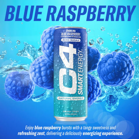 Cellucor C4 Smart Energy Drink – Boost Focus and Energy with Zero Sugar, Natural Energy, and Nootropics - 200mg Caffeine - Cherry Berry Lime (12oz Pack of 12)