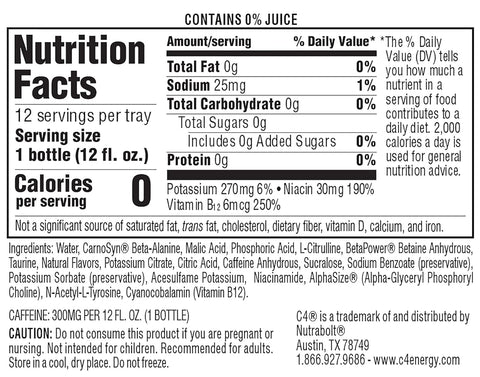 Cellucor C4 Ultimate Non-Carbonated Zero Sugar Energy Drink, Pre Workout Drink + Beta Alanine, 12 Fl Oz (Pack of 12)