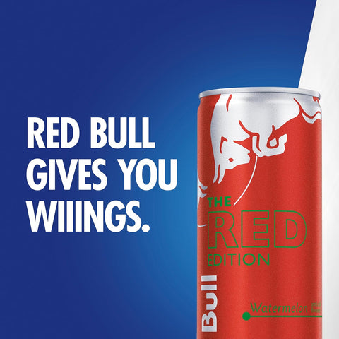 Red Bull Red Edition Energy Drink, Watermelon, with 80mg Caffeine plus Taurine & B Vitamins, 8.4 Fl Oz, Pack of 24 Cans