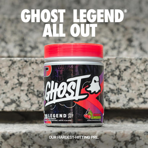 GHOST Legend All Out Pre-Workout Powder, Cherry Limeade - 20 Servings - Pre-Workout Supplement for Men & Women