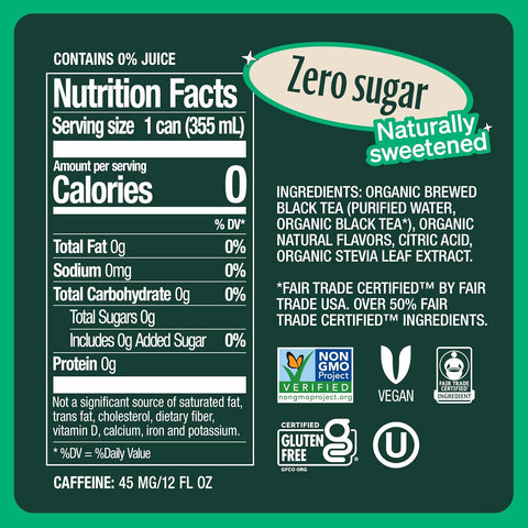 ZEVIA Organic Sweetened Blood Orange Black Tea, 12 FZ