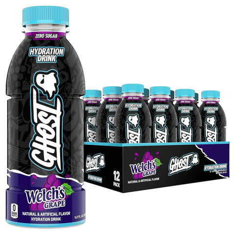 GHOST Hydration Drink, Welch’s Grape - RTD Sports Drink with Electrolytes, Natural Vitamins