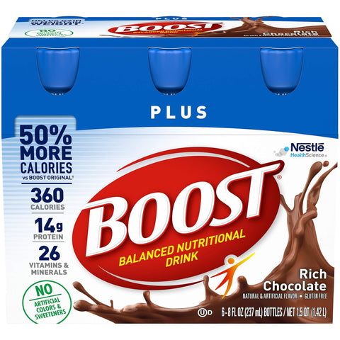 Boost Plus Nutritional Energy Drink, Chocolate, 8 oz, 6 pk