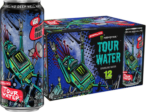 Monster Tour Water by Monster Energy, Sparkling Deep Well Water (Pack of 12)