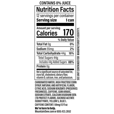 Mountain Dew Baja Blast Cans, 12 oz Cans, 12 Count