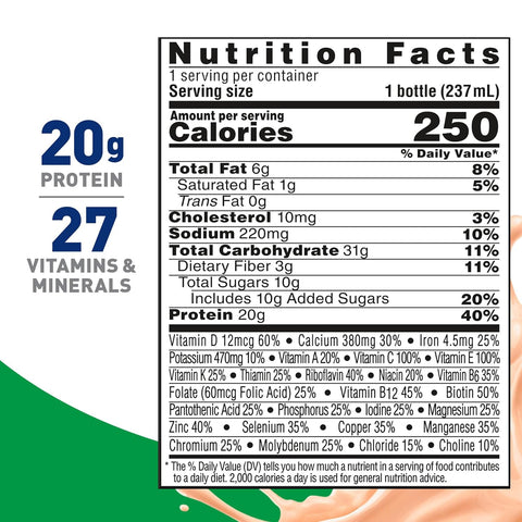 BOOST High Protein with Fiber Ready to Drink Complete Nutritional Drink, Very Vanilla, 8 fl oz Bottle, 24 Pack