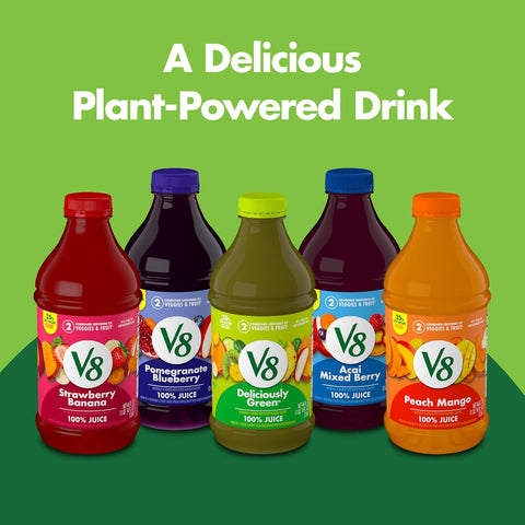 V8 Strawberry Banana 100% Fruit and Vegetable Juice, 46 fl oz Bottle (Pack of 6)
