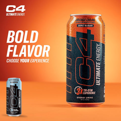 C4 Ultimate Sugar Free Energy Drink 16oz (Pack of 12) | Arctic Snow Cone | Pre Workout Performance Drink with No Artificial Colors or Dyes