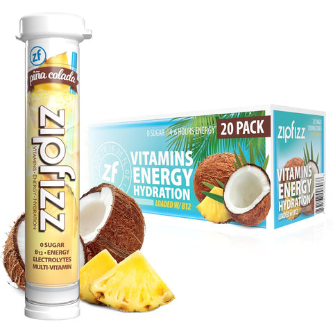 Zipfizz Daily Energy Drink Powder, Fruit Punch, 20 Pack 3-in-1 Sustained Energy, Rapid Hydration, and Essential Vitamins Sugar-Free Electrolyte Powder Contains Vitamin B-12 & Antioxidants