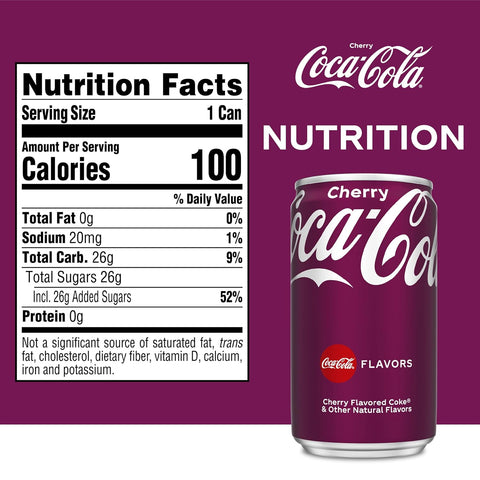 Coca-Cola Cherry Soda Soda Soft Drink Mini Cans, 7.5 fl oz, 20 Pack