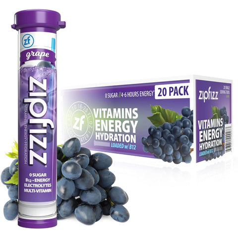 Zipfizz Daily Energy Drink Powder, Fruit Punch, 20 Pack 3-in-1 Sustained Energy, Rapid Hydration, and Essential Vitamins Sugar-Free Electrolyte Powder Contains Vitamin B-12 & Antioxidants