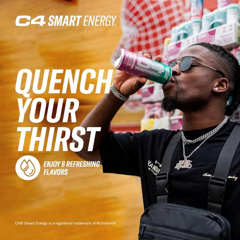 Cellucor C4 Smart Energy Drink Variety Pack, Strawberry Guava, Cherry Berry Lime, Watermelon, 15pk 12oz