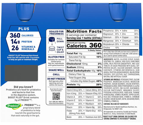 Boost Plus Nutritional Energy Drink, Chocolate, 8 oz, 6 pk
