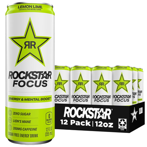 Rockstar Focus, Lemon Lime, 12 Fl Oz Cans (Pack of 12)