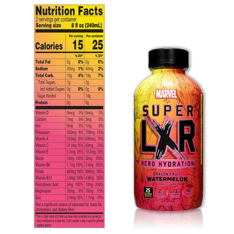 AriZona x Marvel Super LXR Hero Hydration - Dragon Fruit Watermelon  (Pack of 12) – Low Sugar Sports Drink,