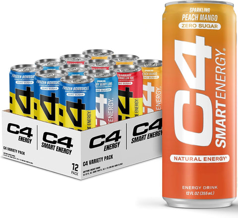 C4 Energy & Smart Energy Drinks Variety Pack, Sugar Free Pre Workout Performance Drink & C4 Energy Drink 16oz (Pack of 12)