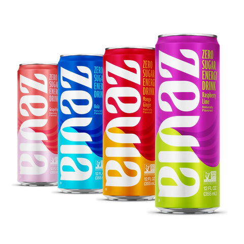 Zevia Zero Sugar Energy Drink, Mango Ginger, 12 oz Cans (12-Pack) – Naturally Sweetened, Zero Calorie Sugar Free Energy - Non-GMO Project Verified, Gluten-Free, Vegan
