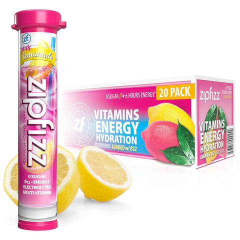 Zipfizz Daily Energy Drink Powder, Fruit Punch, 20 Pack 3-in-1 Sustained Energy, Rapid Hydration, and Essential Vitamins Sugar-Free Electrolyte Powder Contains Vitamin B-12 & Antioxidants
