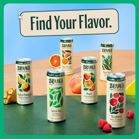 ZEVIA Organic Sweetened Blood Orange Black Tea, 12 FZ