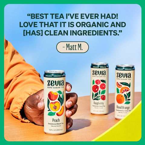 ZEVIA Organic Sweetened Blood Orange Black Tea, 12 FZ